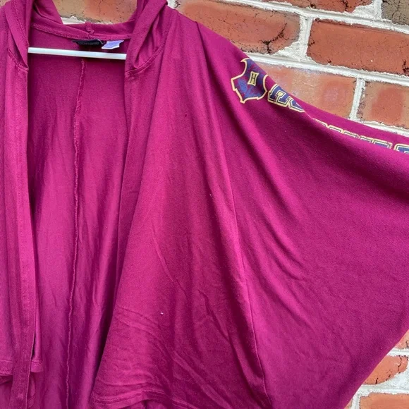 Harry Potter Cardigan Burgundy Red "Hogwarts" Hood Lightweight - Picture 9 of 10